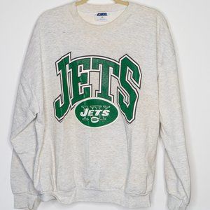 Vintage 1998 90s NY New York Jets Football Sweatshirt Crewneck Gray Grey 2XL Men